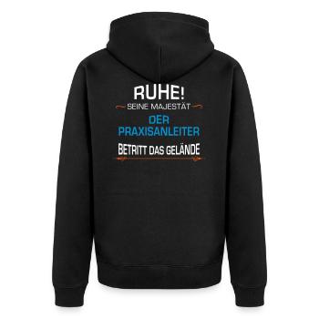 Praxisanleiter Beruf - Unisex Premium Bio Zip Hoodie - Schwarz - Hinten - Nico (187cm)