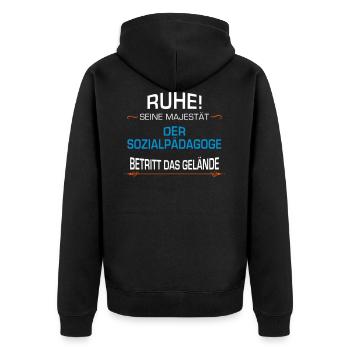 Sozialpädagoge Beruf - Unisex Premium Bio Zip Hoodie - Schwarz - Hinten - Nico (187cm)