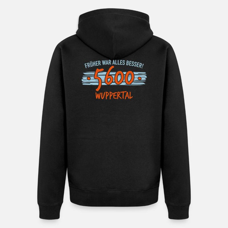 Früher 5600 Wuppertal - Unisex Premium Bio Zip Hoodie - Schwarz