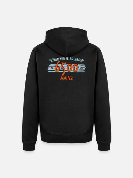 Früher 6500 Mainz - Unisex Premium Bio Zip Hoodie - Schwarz