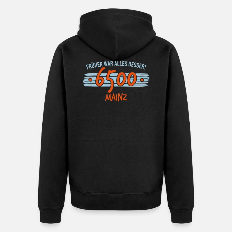 Früher 6500 Mainz - Unisex Premium Bio Zip Hoodie - Schwarz