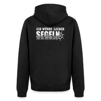 Segeln Segler Segel Shirt Würde Lieber - Unisex Premium Bio Zip Hoodie - Schwarz - Hinten - Nico (187cm)