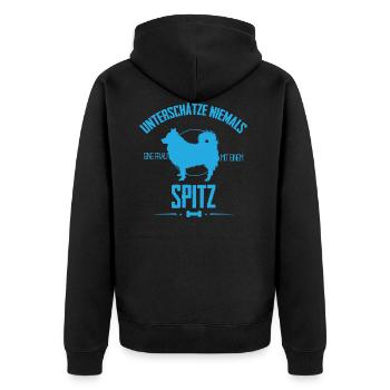 Spitz Shirt-Unterschätze Frau - Unisex Premium Bio Zip Hoodie - Schwarz - Hinten - Nico (187cm)