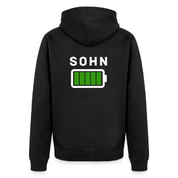 Sohn Akku Voll Familie Geschenk - Unisex Premium Bio Zip Hoodie - Schwarz - Hinten - Nico (187cm)