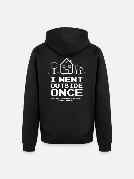 I Went Outside Once Gaming Funny - Unisex Premium Bio Zip Hoodie - Schwarz