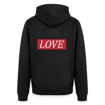NO LOVE - Unisex Premium Organic Zip Hoodie - black - Back - Nico (187cm)