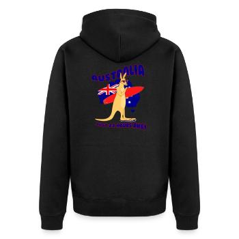 Surfing Kangaroo Australia - Unisex Premium Organic Zip Hoodie - black - Back - Nico (187cm)