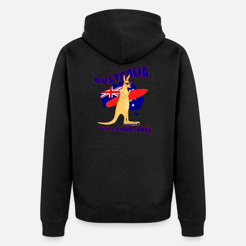 Surfing Kangaroo Australia - Veste à capuche bio Premium Unisexe - noir
