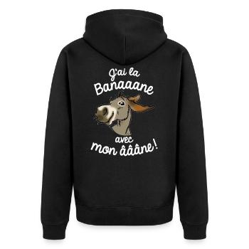 Ane J'ai la banane! (gris-texte blanc) - Veste à capuche bio Premium Unisexe - noir - Dos - Nico (187cm)