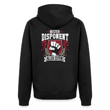 Bester Disponent aller zeiten - Unisex Premium Bio Zip Hoodie - Schwarz - Hinten - Nico (187cm)