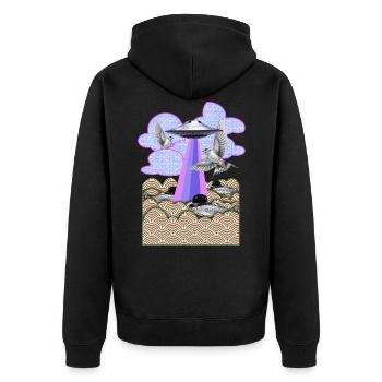 Flamingo - Unisex Premium Bio Zip Hoodie - Schwarz - Hinten - Nico (187cm)