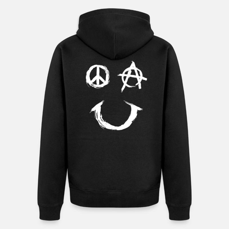 Pace Anarchy Smiley - Unisex Premium Organic Zip Hoodie - black