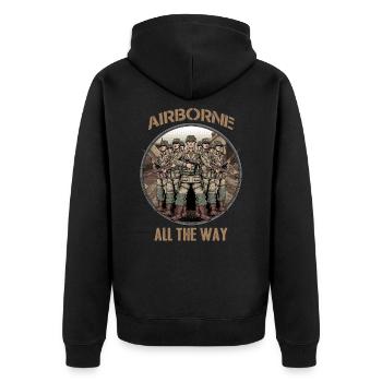 In der Luft - Der ganze Weg - Unisex Premium Bio Zip Hoodie - Schwarz - Hinten - Nico (187cm)