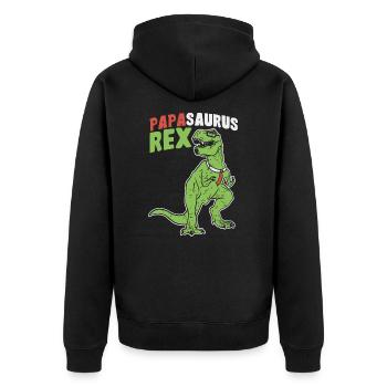 Papasaurus Rex - Vatertag Herrentag Männertag Papa - Unisex Premium Bio Zip Hoodie - Schwarz - Hinten - Nico (187cm)