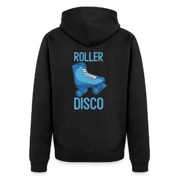 Roller Disco - Rollschuh Old school Nostalgie - Unisex Premium Bio Zip Hoodie - Schwarz - Hinten - Nico (187cm)