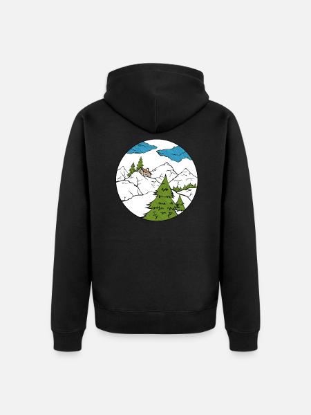 mountain hut - Unisex Premium Organic Zip Hoodie - black