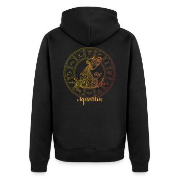 Signe du zodiaque Verseau - Veste à capuche bio Premium Unisexe - noir - Dos - Nico (187cm)