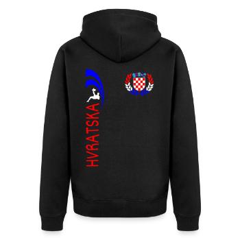 Kroatien Fußball - Unisex Premium Bio Zip Hoodie - Schwarz - Hinten - Nico (187cm)
