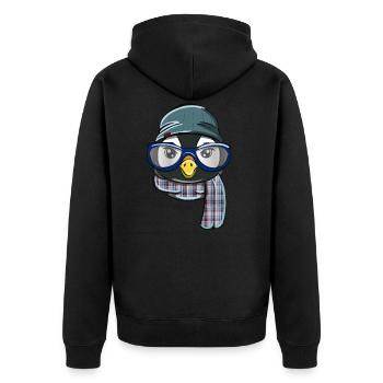 Hipster penguin - Unisex Premium Organic Zip Hoodie - black - Back - Nico (187cm)