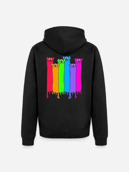 LGBT Regenbogen Hunde - Unisex Premium Bio Zip Hoodie - Schwarz