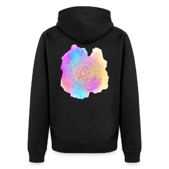 Mandala - Unisex Premium Bio Zip Hoodie - Schwarz - Hinten - Nico (187cm)