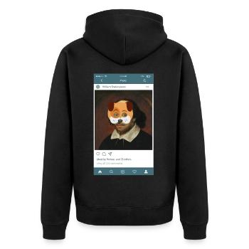 Cool Story "William Shakespeare" - Unisex Premium Bio Zip Hoodie - Schwarz - Hinten - Nico (187cm)