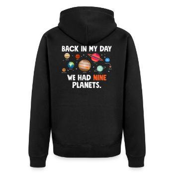 Système solaire drôle nous avions neuf planètes - Veste à capuche bio Premium Unisexe - noir - Dos - Nico (187cm)