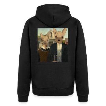 Die Franzosen Amerikaner - Unisex Premium Bio Zip Hoodie - Schwarz - Hinten - Nico (187cm)