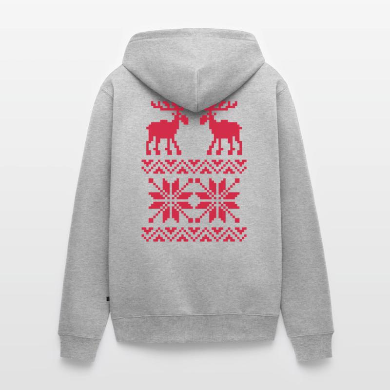 Elch-Muster-Weihnachtspullover Unisex Premium Bio Zip Hoodie