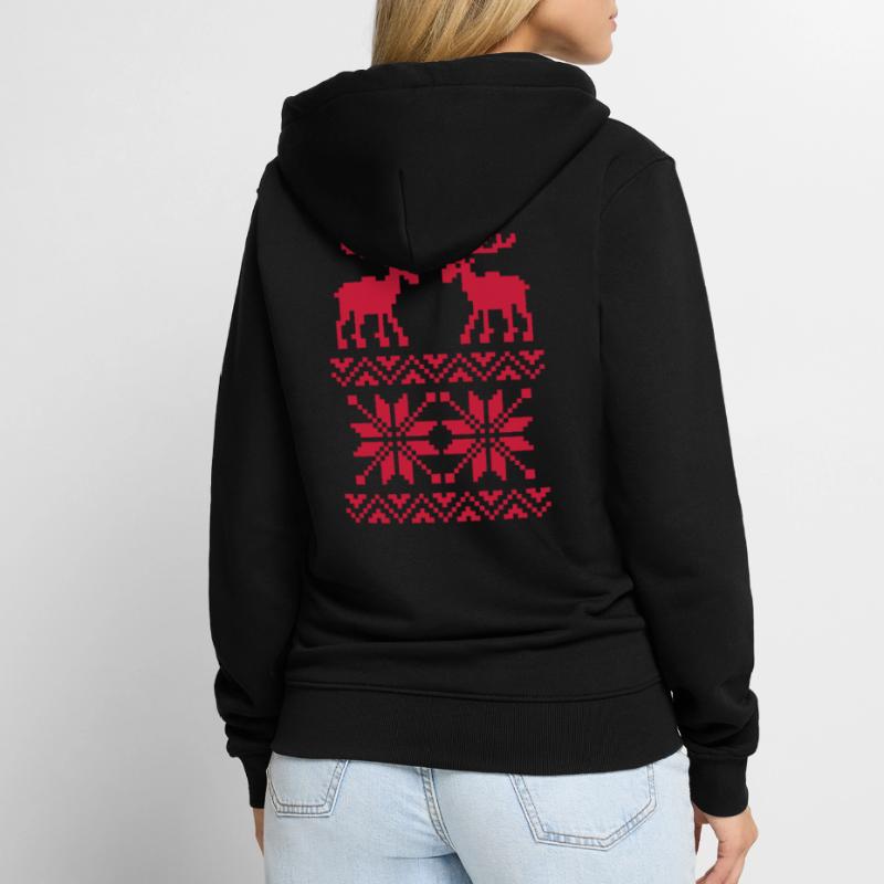 Elch-Muster-Weihnachtspullover Unisex Premium Bio Zip Hoodie