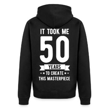 50e anniversaire cadeau joyeux anniversaire - Veste à capuche bio Premium Unisexe - noir - Dos - Nico (187cm)