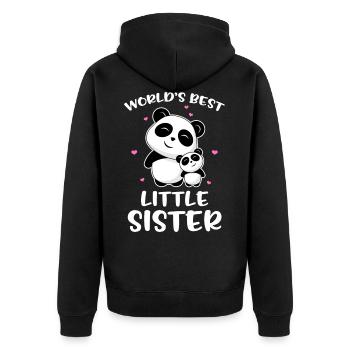World's Best Little Sister - Schwester Süße Pandas - Unisex Premium Bio Zip Hoodie - Schwarz - Hinten - Nico (187cm)