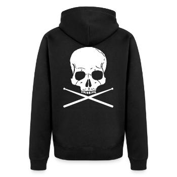 DRUMS SHIRT - Unisex Premium Bio Zip Hoodie - Schwarz - Hinten - Nico (187cm)