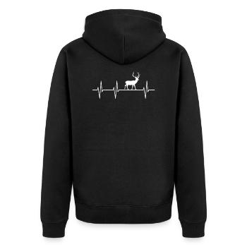 Hunter - Unisex Premium Organic Zip Hoodie - black - Back - Nico (187cm)