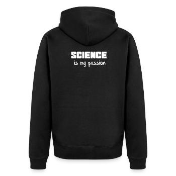 Wissenschaft - Unisex Premium Bio Zip Hoodie - Schwarz - Hinten - Nico (187cm)