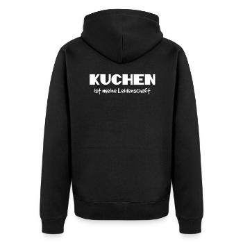 Kuchen - Unisex Premium Bio Zip Hoodie - Schwarz - Hinten - Nico (187cm)