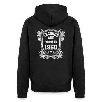 1960 - Unisex Premium Bio Zip Hoodie - Schwarz - Hinten - Nico (187cm)