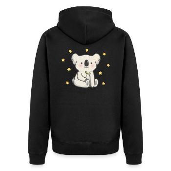 Koala - Unisex Premium Bio Zip Hoodie - Schwarz - Hinten - Nico (187cm)