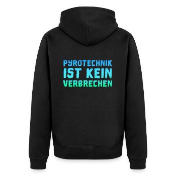 Pyro Pyro Pyrotechnik Pyrotechnik Fussballmafia - Unisex Premium Bio Zip Hoodie - Schwarz - Hinten - Nico (187cm)