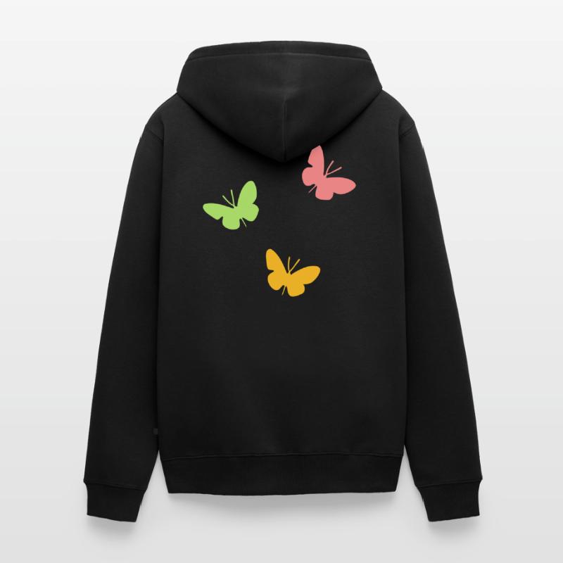 ★ couleurs de conception interchangeables ★ Trois papillons Veste à capuche bio Premium Unisexe