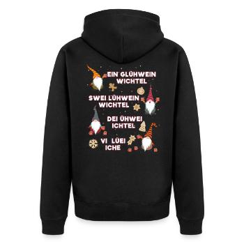 Glühwein Wichtel - Unisex Premium Bio Zip Hoodie - Schwarz - Hinten - Nico (187cm)