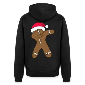 dabbing gingerbread man for Christmas as a gift - Unisex Premium Organic Zip Hoodie - black - Back - Nico (187cm)