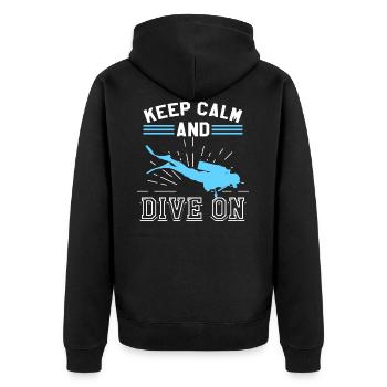 Keep Calm Tauchen Scuba Diving Geschenk Sport - Unisex Premium Bio Zip Hoodie - Schwarz - Hinten - Nico (187cm)