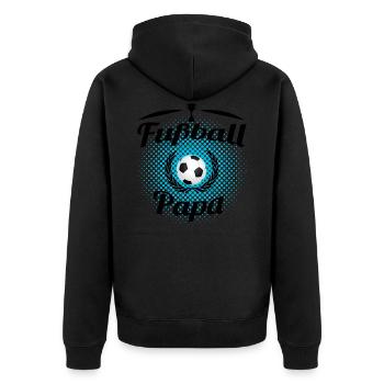 Fußball Papa Fußball Papi Fussball Vater - Unisex Premium Bio Zip Hoodie - Schwarz - Hinten - Nico (187cm)
