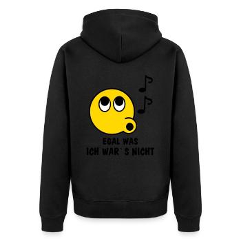 Egal was, ich wars nicht - Unisex Premium Bio Zip Hoodie - Schwarz - Hinten - Nico (187cm)