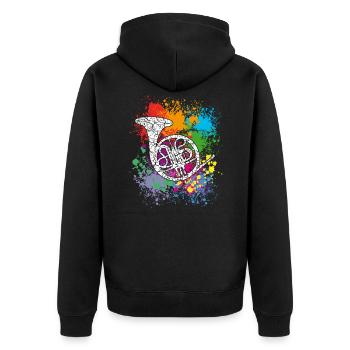 Horn - French Horn - Jagdhorn - Unisex Premium Bio Zip Hoodie - Schwarz - Hinten - Nico (187cm)