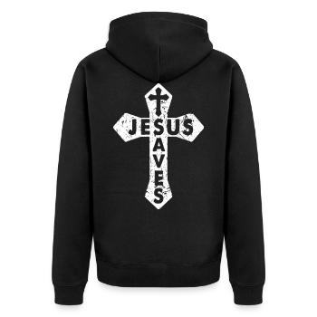 Jésus Christ - Veste à capuche bio Premium Unisexe - noir - Dos - Nico (187cm)