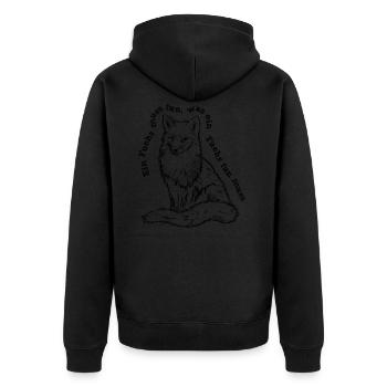 Ein Fuchs muss tun was ein Fuchs tun muss - Unisex Premium Bio Zip Hoodie - Schwarz - Hinten - Nico (187cm)