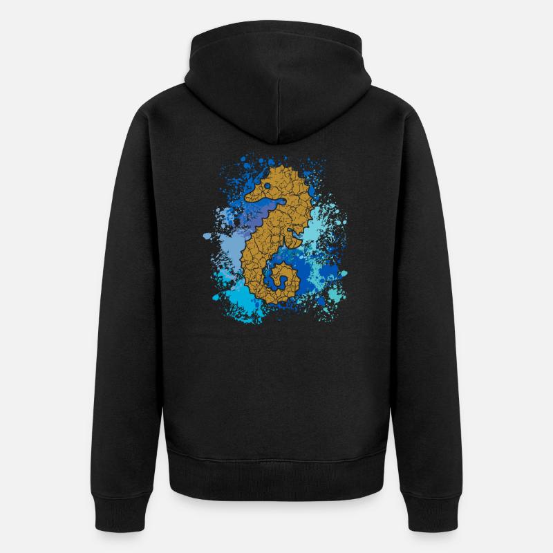 Seepferd | Seepferdchen | Hippocampus - Unisex Premium Bio Zip Hoodie - Schwarz