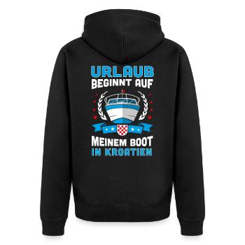 Boot Bootsurlaub Kroatien Boot Bootfahren Geschenk - Unisex Premium Bio Zip Hoodie - Schwarz - Hinten - Nico (187cm)